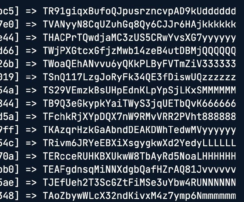 #更新 USDT靓号地址 最近跑了一批6A连号的，感兴趣可以去下，68一个随机发